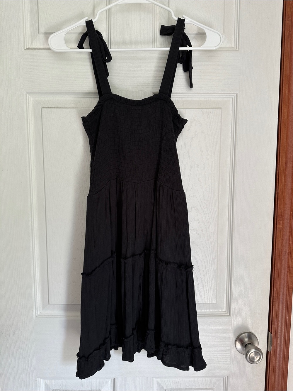Black Tie-Shoulder Sundress